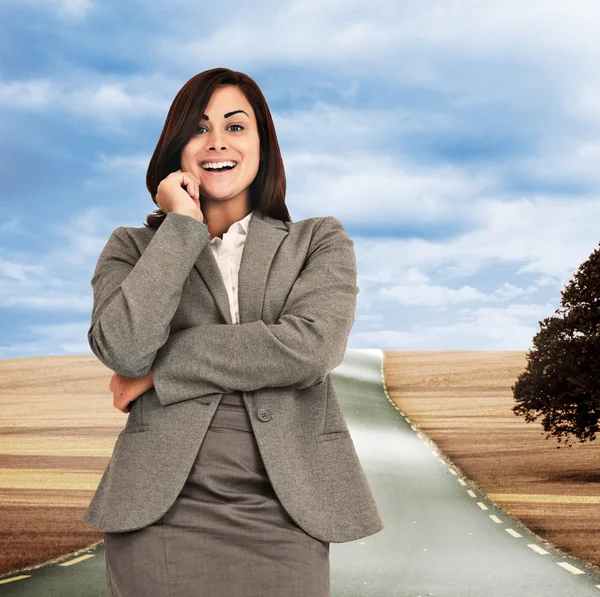 Smiling thoughtful businesswoman — Stock Photo, Image