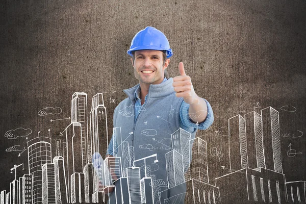 Happy architect with thumbs up — Stock Photo, Image