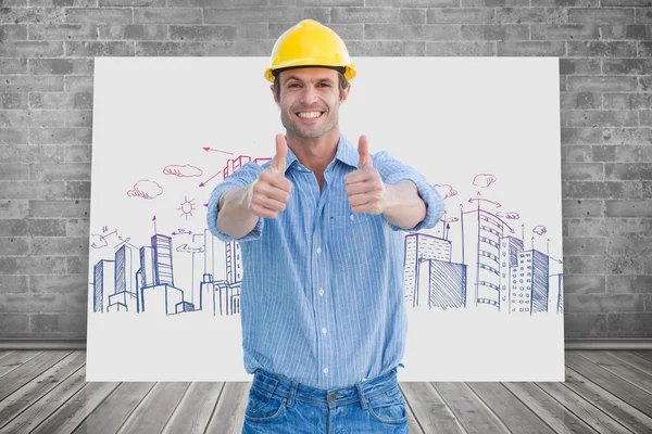 Positive architect gesturing thumbs up — Stock Photo, Image