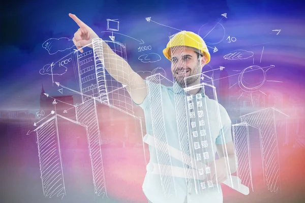 Male architect with blueprints — Stock Photo, Image