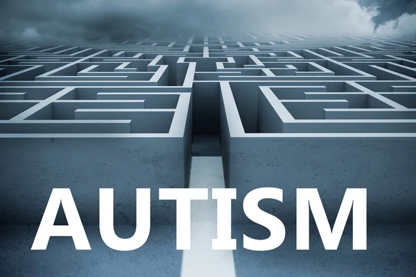 Autism against big 3d maze — Stock Photo, Image