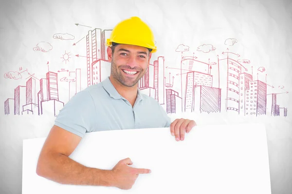 Foreman pointing at blank board — Stock Photo, Image