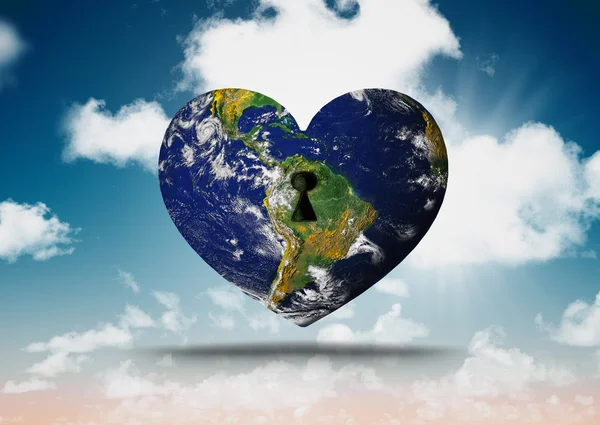 Composite image of heart shaped earth — Stock Photo, Image