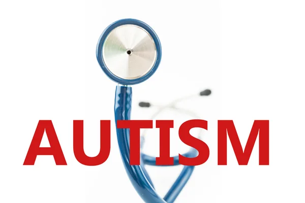 Аутизм против голубого стетоскопа — стоковое фото