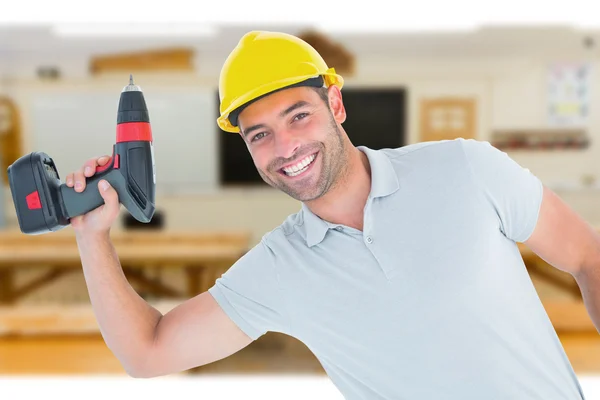 Repairman holding power drill — Stock Photo, Image