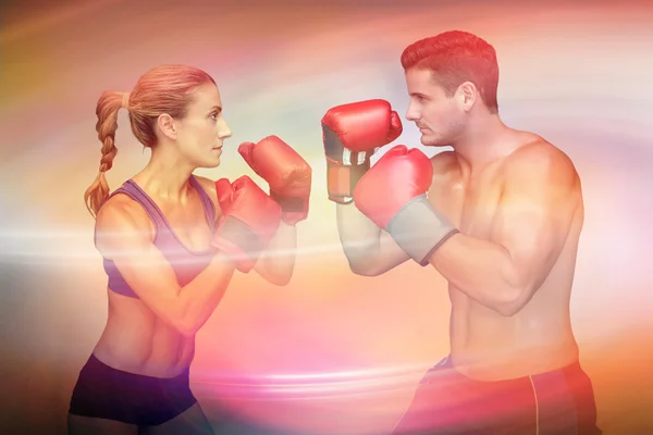 Composite image of boxing couple — Stock Photo, Image