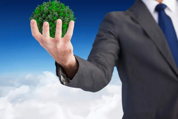 Businessman presenting with his hands — Stock Photo, Image