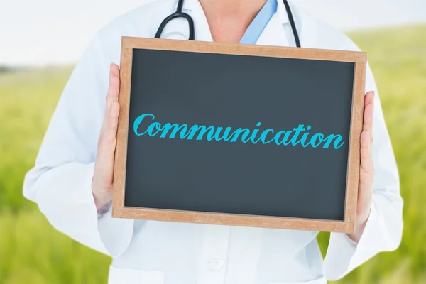 Communication against green meadow — Stock Photo, Image