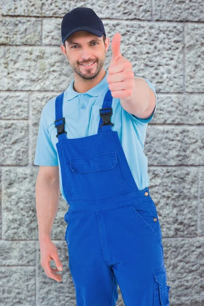 Repairman gesturing thumbs up — Stock Photo, Image