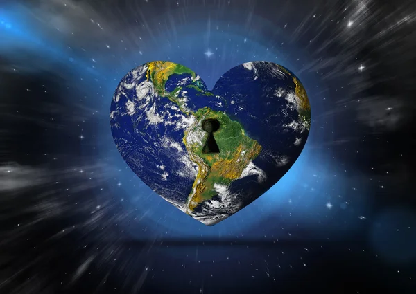 ハート形の地球の合成画像 — ストック写真