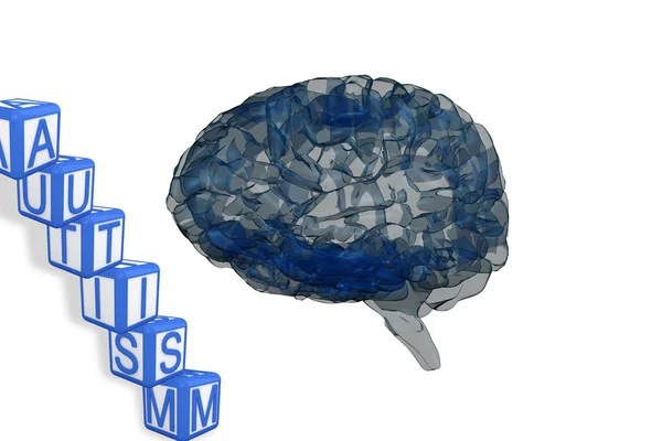 Аутизм создает блоки с мозгом — стоковое фото