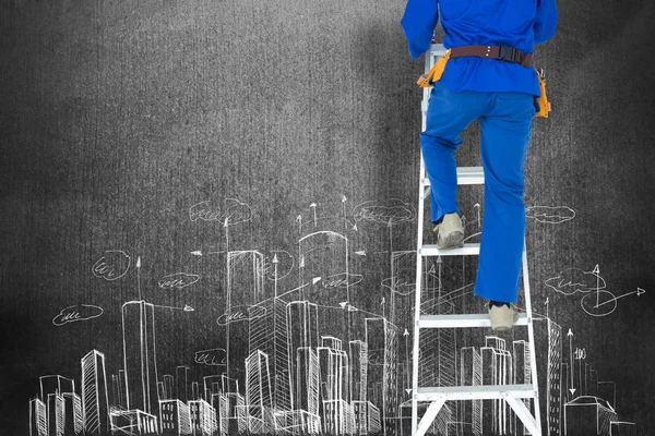 Timmerman klimmen stap ladder — Stockfoto