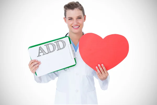 Add against doctor holding clipboard — Stock Photo, Image