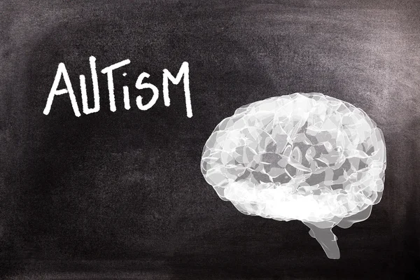 Mózg z autyzmem napis — Zdjęcie stockowe