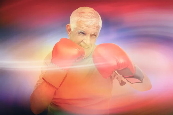 Determined senior boxer — Stock Photo, Image