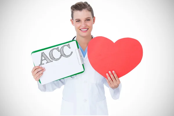 Acc against doctor holding clipboard — Stock Photo, Image