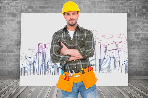 Manual worker with tool belt — Stock Photo, Image