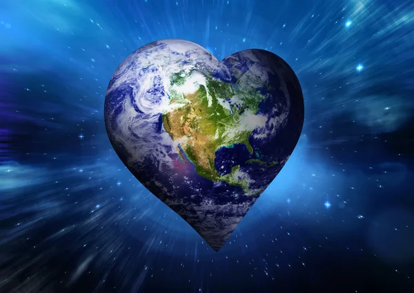 Image composite de la terre en forme de cœur — Photo