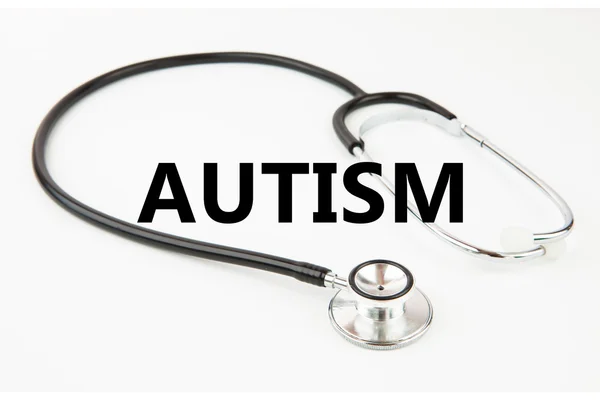 Autism against metal black stethoscope — Stock Photo, Image