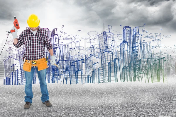 Male repairman holding drill machine — Stock Photo, Image