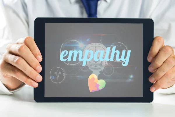 Interfaz de empatía contra la biología médica en negro —  Fotos de Stock