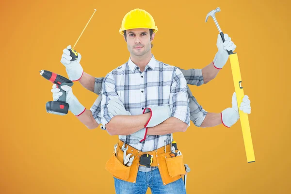 Carpenter with many arms — Stock Photo, Image