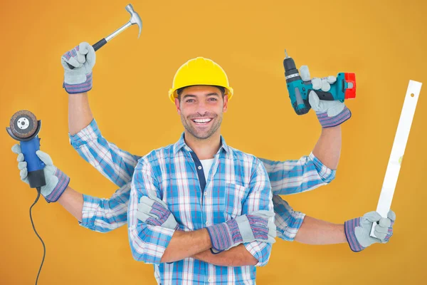 Carpenter with many arms — Stock Photo, Image