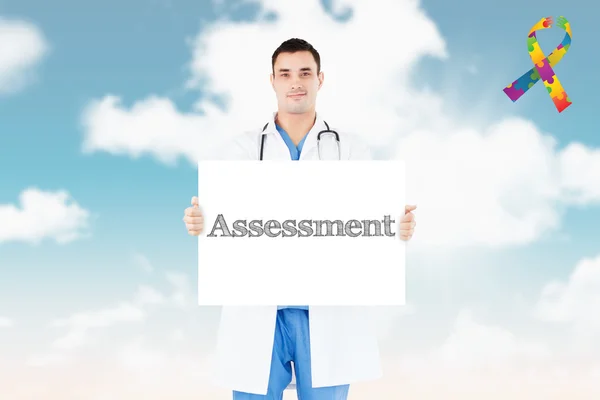 Word assessment and portrait of a doctor — Stock Photo, Image