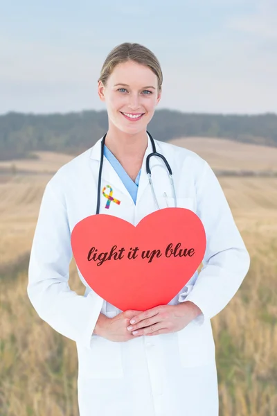 Light it up blue against rural fields against trees and sky — Stock Photo, Image