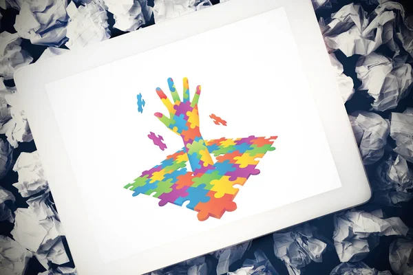 Immagine composita della mano della consapevolezza dell'autismo — Foto Stock