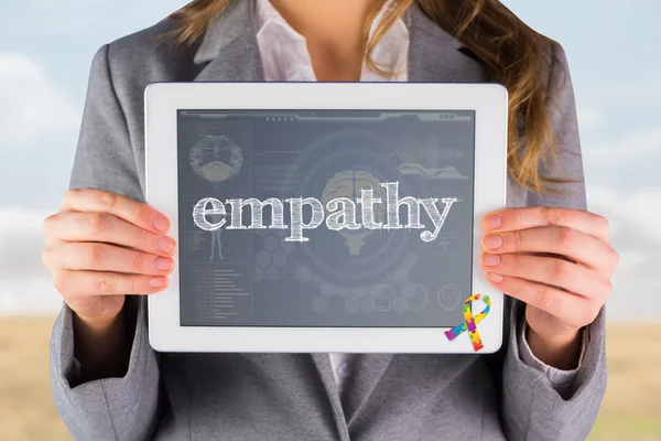 Empathy against medical biology interface in blue — Stock Photo, Image