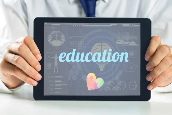 ब्लू में मेडिकल बायोलॉजी इंटरफेस के खिलाफ शिक्षा — स्टॉक फ़ोटो, इमेज