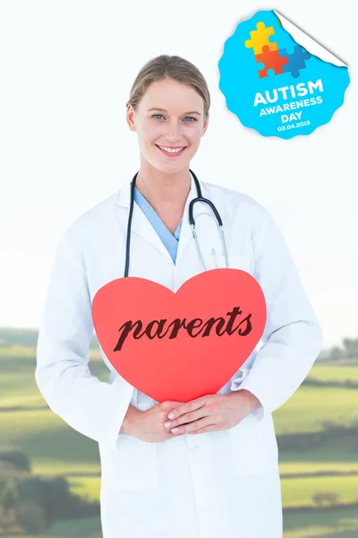 Słowo rodziców i lekarz posiadający karty — Zdjęcie stockowe