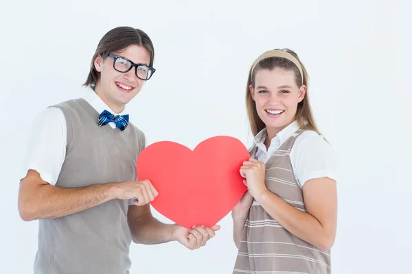 Geeky hipsters sonriendo a la cámara — Foto de Stock