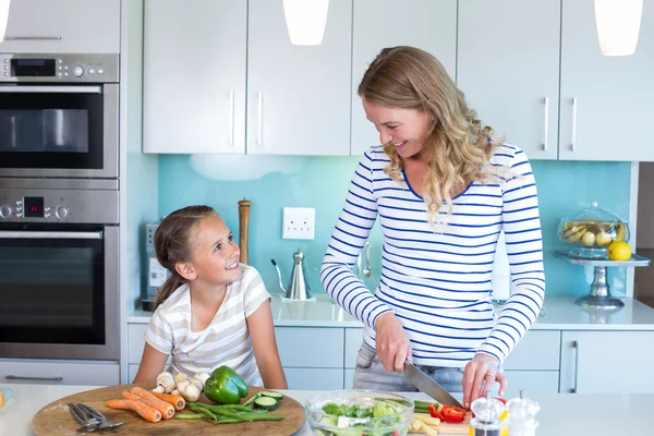 Happy family preparing lunch together — Stock Photo, Image