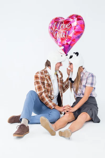 Hipster couple looking at each other — Stock Photo, Image