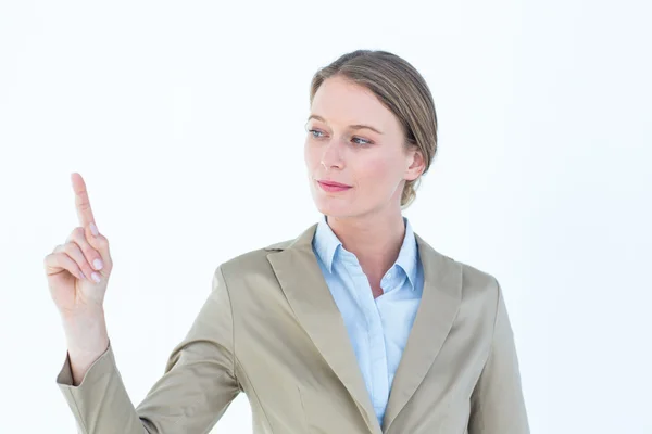 Geschäftsfrau zeigt mit dem Finger — Stockfoto