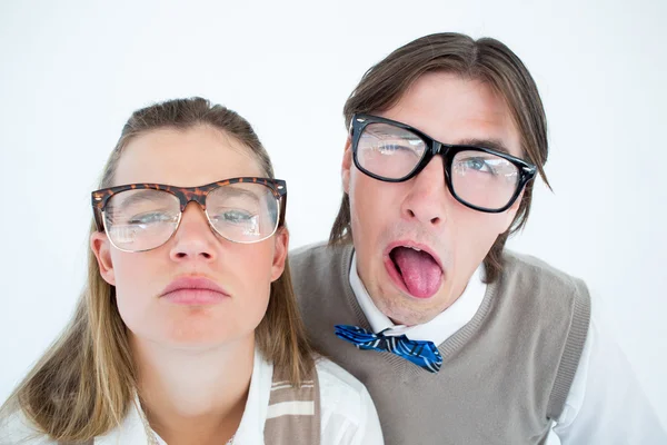 Funny geeky hipsters grimacing — Stock Photo, Image