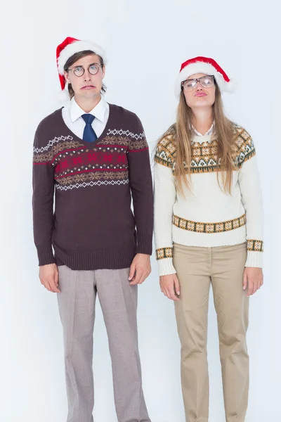 Triste geeky hipster casal — Fotografia de Stock