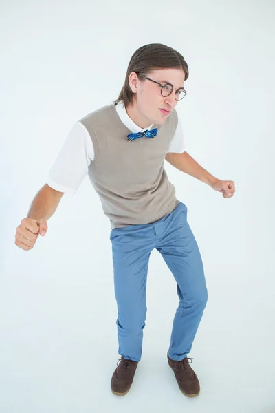 Geeky hipster bailando y sonriendo — Foto de Stock