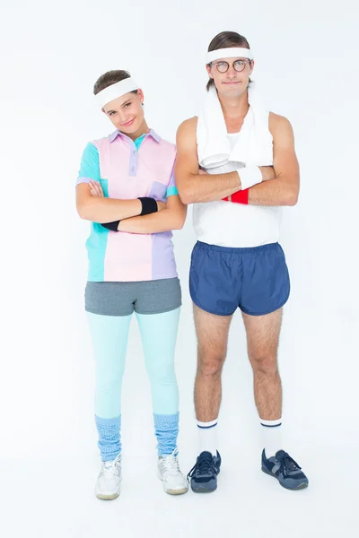 Couple hipster geek en vêtements de sport — Photo