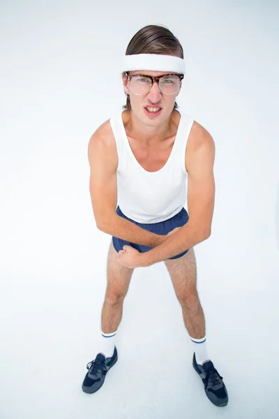 Geeky hipster posando em sportswear — Fotografia de Stock