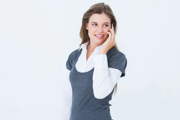 Happy blonde on the phone — Stock Photo, Image