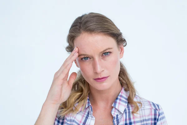 Pretty hipster with headache — Stock Photo, Image