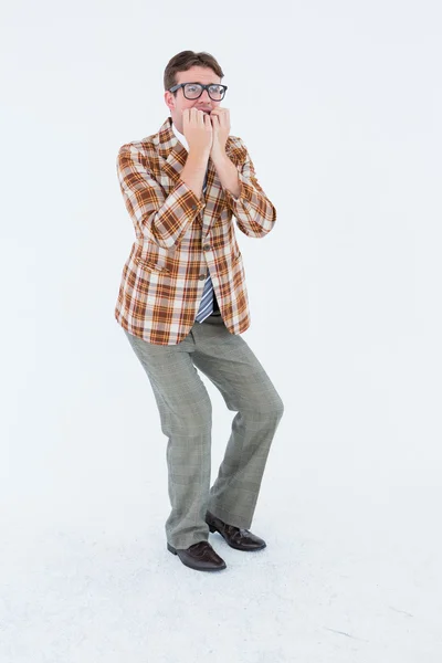 Geeky hipster looking nervous — Stock Photo, Image