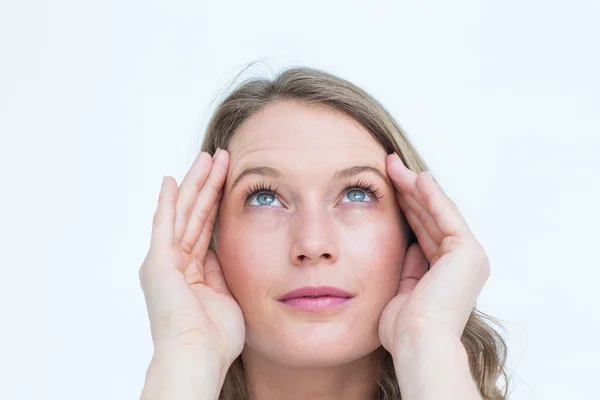 Pretty hipster with headache — Stock Photo, Image