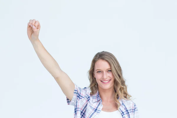 Hübscher Hipster zeigt mit der Hand — Stockfoto