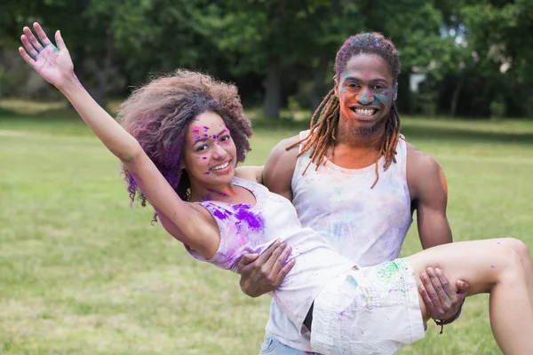 Hipsters covered in powder paint — Stock Photo, Image