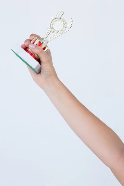 Woman holding a trophy — Stock Photo, Image