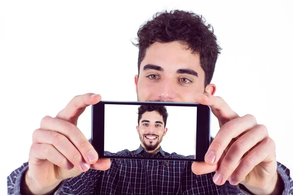 Hétköznapi ember vesz egy selfie — Stock Fotó